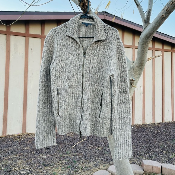 John Varvatos ZIP-FRONT Hand Knit Wool Jacket Size XL